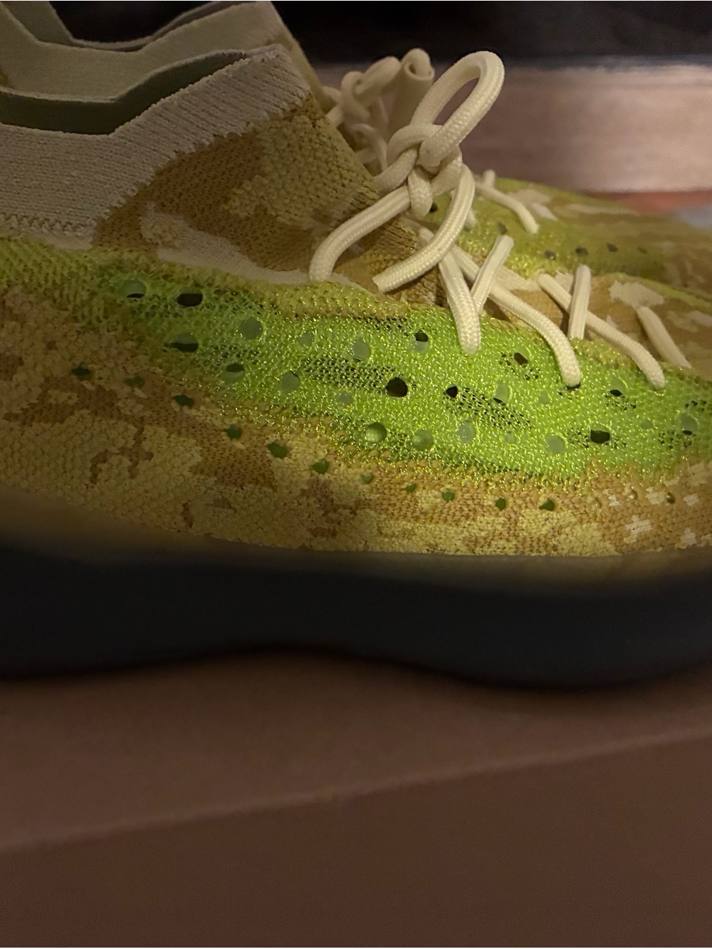 Yeezy Sneakers in Lime Green and Cream/New